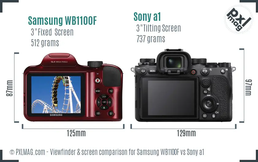 Samsung WB1100F vs Sony a1 Screen and Viewfinder comparison