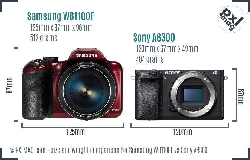 Samsung WB1100F vs Sony A6300 size comparison Samsung WB1100F vs Sony A6300 size comparison
