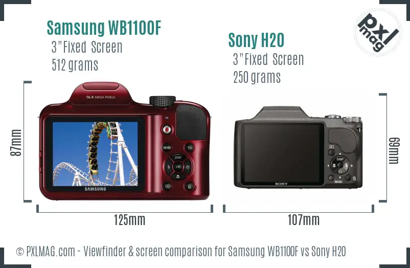 Samsung WB1100F vs Sony H20 Screen and Viewfinder comparison Samsung WB1100F vs Sony H20 Screen and Viewfinder comparison