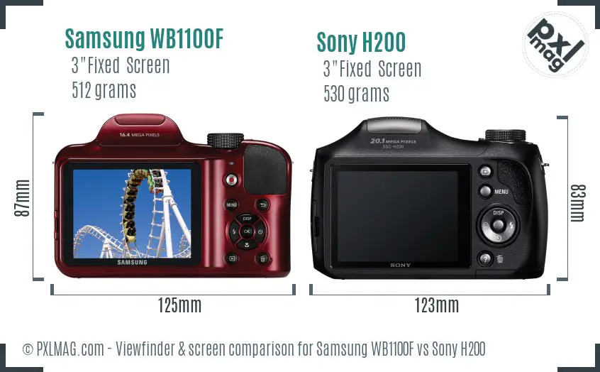 Samsung WB1100F vs Sony H200 Screen and Viewfinder comparison