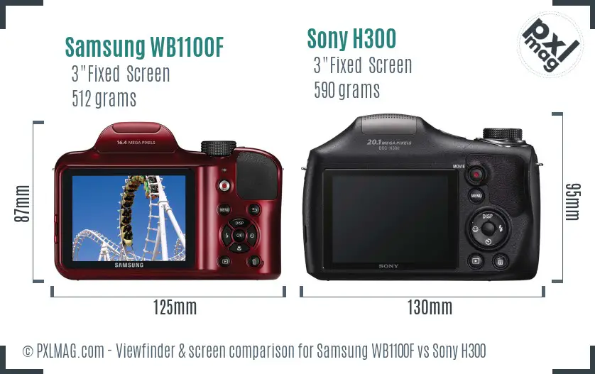 Samsung WB1100F vs Sony H300 Screen and Viewfinder comparison Samsung WB1100F vs Sony H300 Screen and Viewfinder comparison