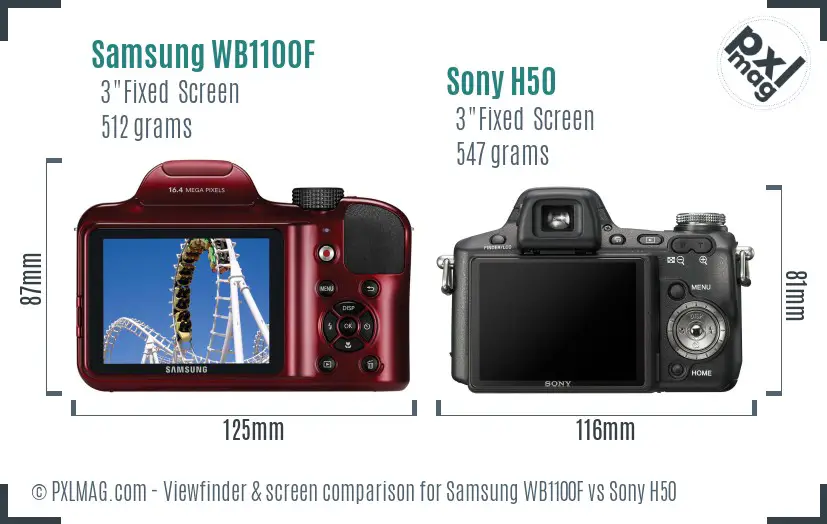 Samsung WB1100F vs Sony H50 Screen and Viewfinder comparison Samsung WB1100F vs Sony H50 Screen and Viewfinder comparison