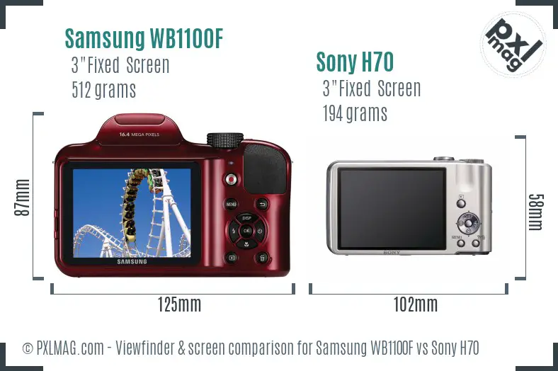 Samsung WB1100F vs Sony H70 Screen and Viewfinder comparison Samsung WB1100F vs Sony H70 Screen and Viewfinder comparison