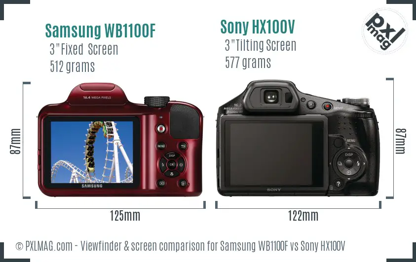 Samsung WB1100F vs Sony HX100V Screen and Viewfinder comparison Samsung WB1100F vs Sony HX100V Screen and Viewfinder comparison