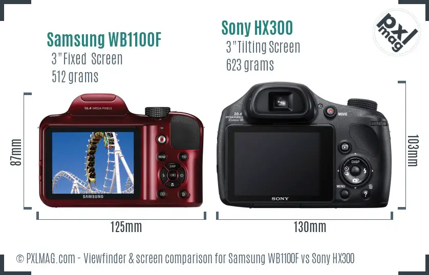 Samsung WB1100F vs Sony HX300 Screen and Viewfinder comparison