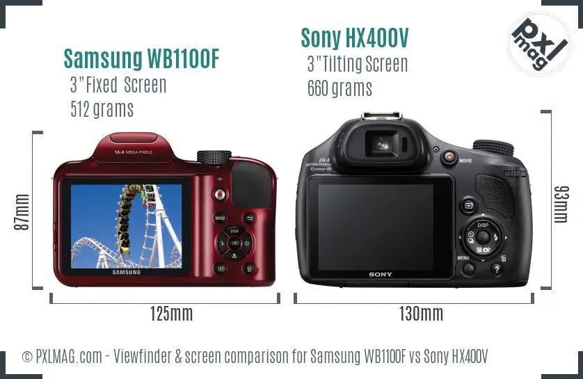 Samsung WB1100F vs Sony HX400V Screen and Viewfinder comparison