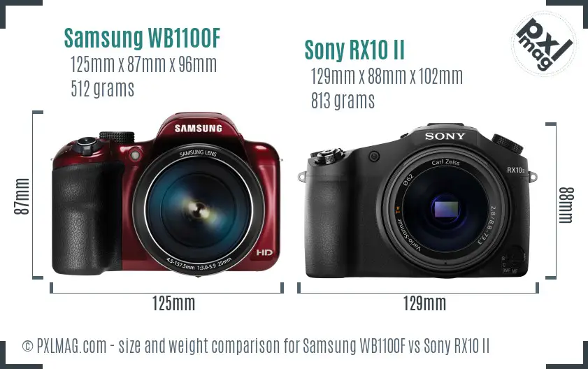 Samsung WB1100F vs Sony RX10 II size comparison Samsung WB1100F vs Sony RX10 II size comparison