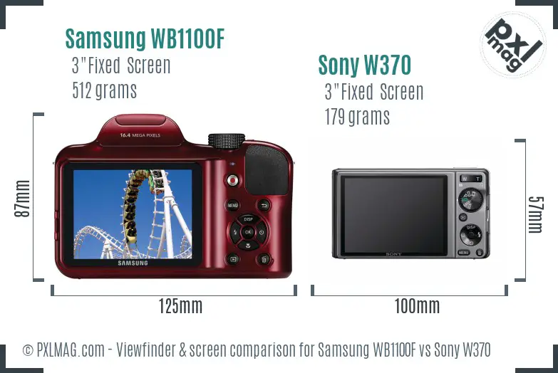 Samsung WB1100F vs Sony W370 Screen and Viewfinder comparison