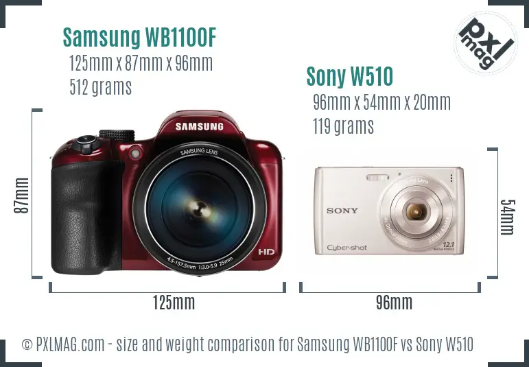Samsung WB1100F vs Sony W510 size comparison Samsung WB1100F vs Sony W510 size comparison