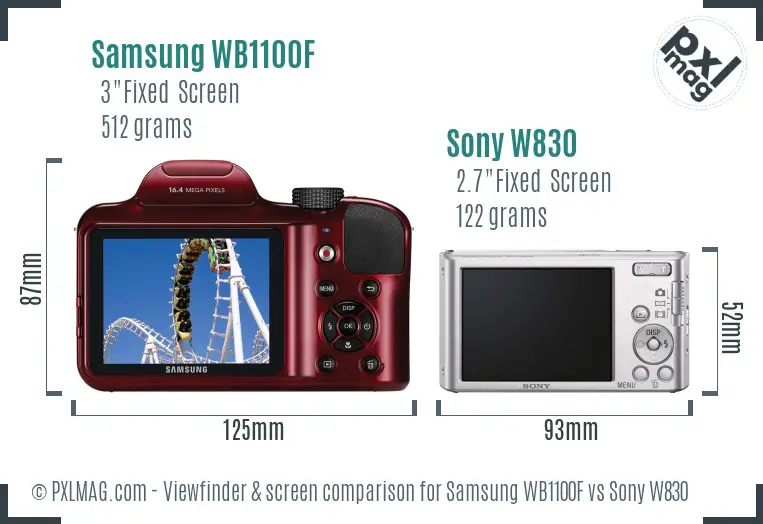 Samsung WB1100F vs Sony W830 Screen and Viewfinder comparison Samsung WB1100F vs Sony W830 Screen and Viewfinder comparison