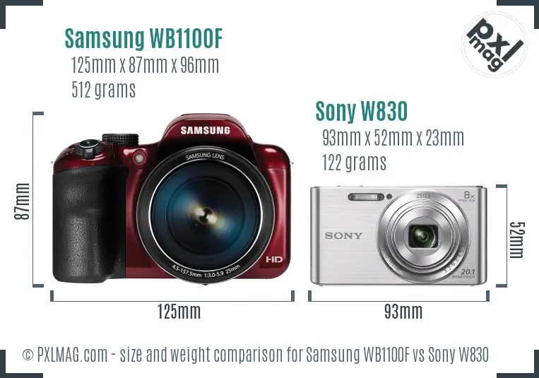 Samsung WB1100F vs Sony W830 size comparison Samsung WB1100F vs Sony W830 size comparison