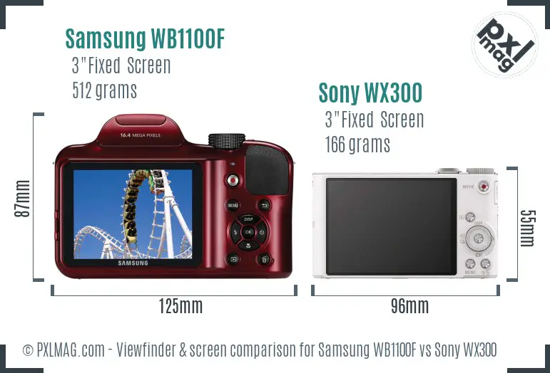 Samsung WB1100F vs Sony WX300 Screen and Viewfinder comparison