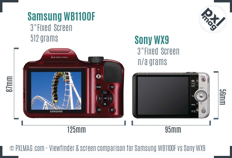 Samsung WB1100F vs Sony WX9 Screen and Viewfinder comparison