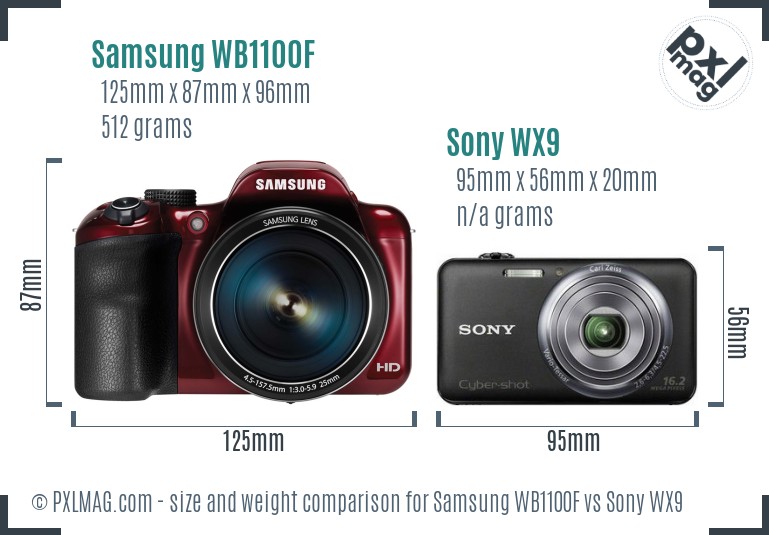 Samsung WB1100F vs Sony WX9 size comparison Samsung WB1100F vs Sony WX9 size comparison