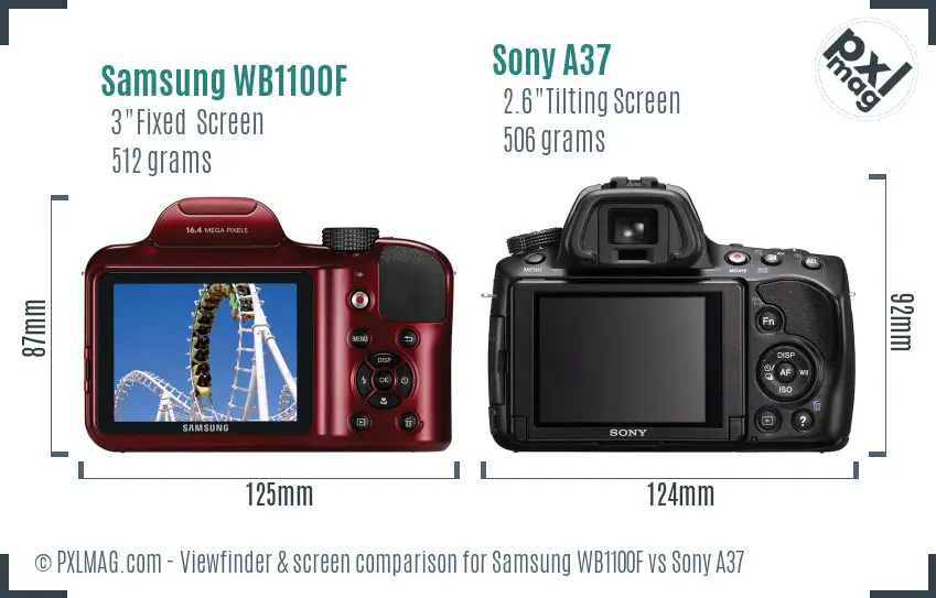 Samsung WB1100F vs Sony A37 Screen and Viewfinder comparison