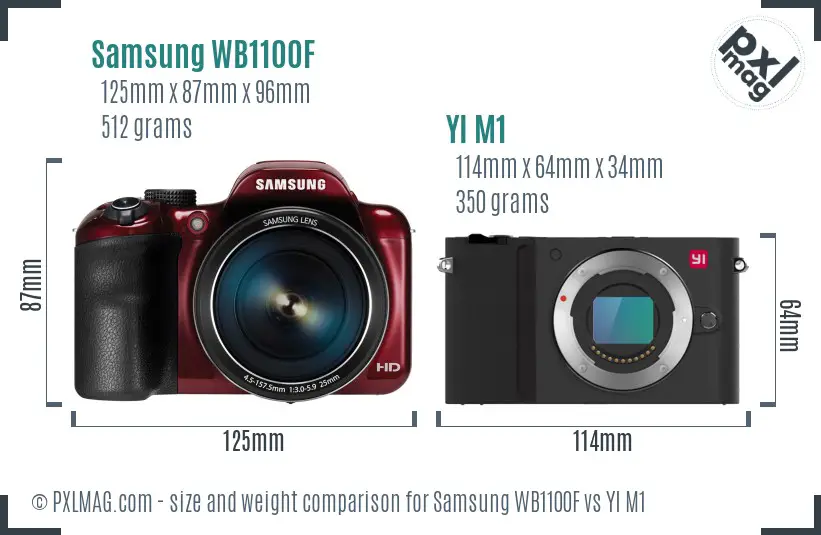 Samsung WB1100F vs YI M1 size comparison Samsung WB1100F vs YI M1 size comparison
