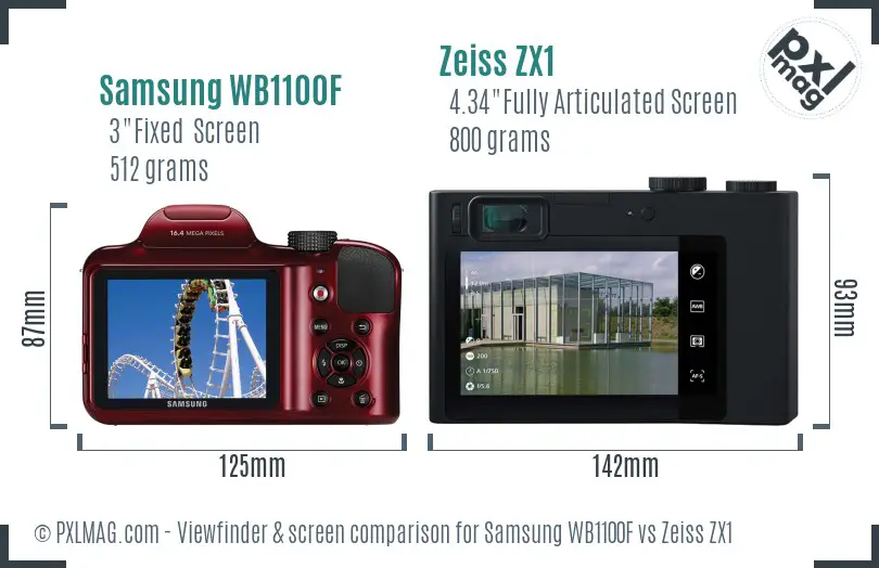 Samsung WB1100F vs Zeiss ZX1 Screen and Viewfinder comparison