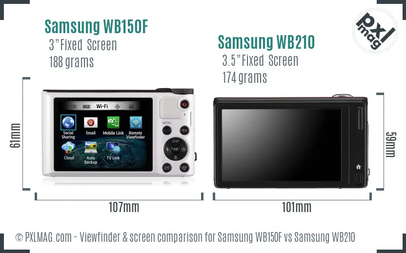 Samsung WB150F vs Samsung WB210 Screen and Viewfinder comparison