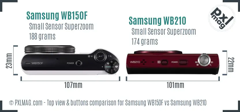 Samsung WB150F vs Samsung WB210 top view buttons comparison