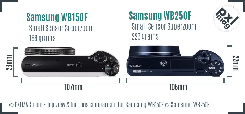 Samsung WB150F vs Samsung WB250F top view buttons comparison