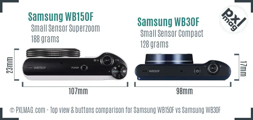 Samsung WB150F vs Samsung WB30F top view buttons comparison