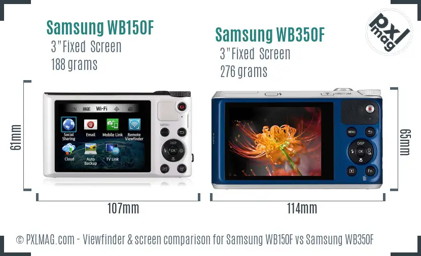 Samsung WB150F vs Samsung WB350F Screen and Viewfinder comparison