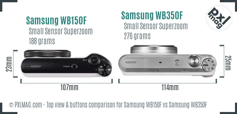 Samsung WB150F vs Samsung WB350F top view buttons comparison