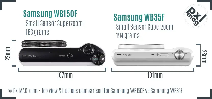 Samsung WB150F vs Samsung WB35F top view buttons comparison