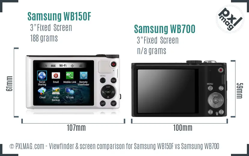 Samsung WB150F vs Samsung WB700 Screen and Viewfinder comparison