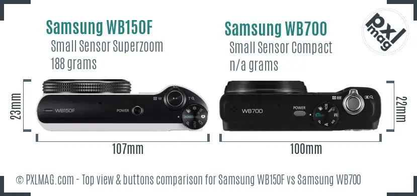 Samsung WB150F vs Samsung WB700 top view buttons comparison