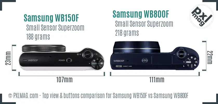 Samsung WB150F vs Samsung WB800F top view buttons comparison