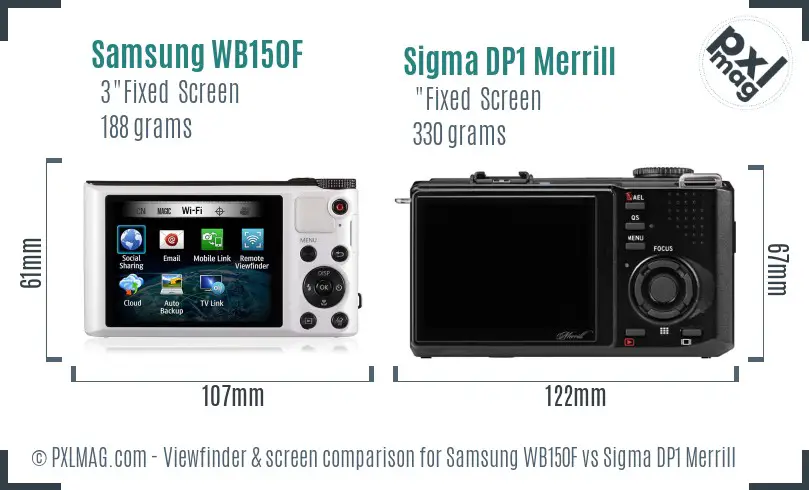 Samsung WB150F vs Sigma DP1 Merrill Screen and Viewfinder comparison