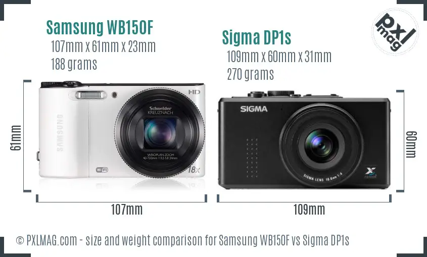 Samsung WB150F vs Sigma DP1s size comparison