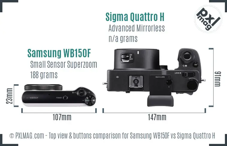 Samsung WB150F vs Sigma Quattro H top view buttons comparison