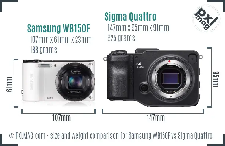 Samsung WB150F vs Sigma Quattro size comparison