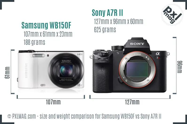 Samsung WB150F vs Sony A7R II size comparison