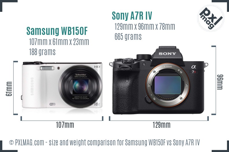 Samsung WB150F vs Sony A7R IV size comparison Samsung WB150F vs Sony A7R IV size comparison