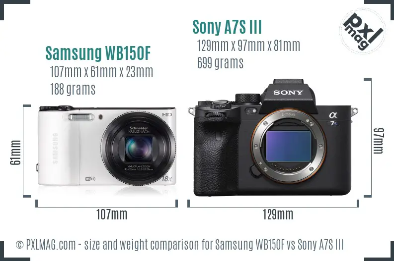 Samsung WB150F vs Sony A7S III size comparison