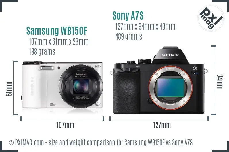 Samsung WB150F vs Sony A7S size comparison