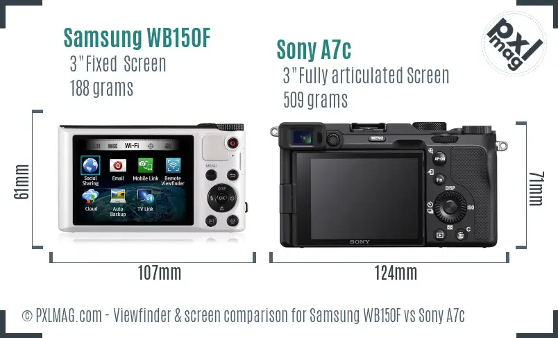 Samsung WB150F vs Sony A7c Screen and Viewfinder comparison Samsung WB150F vs Sony A7c Screen and Viewfinder comparison