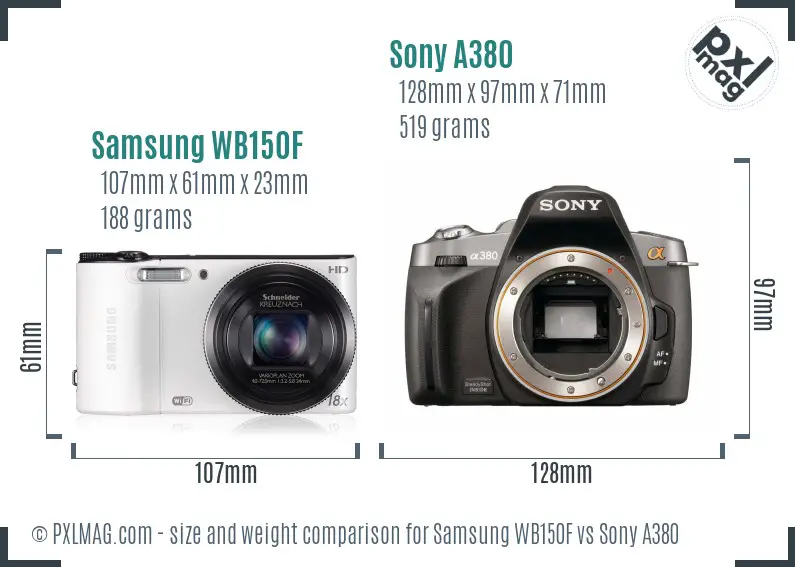 Samsung WB150F vs Sony A380 size comparison Samsung WB150F vs Sony A380 size comparison
