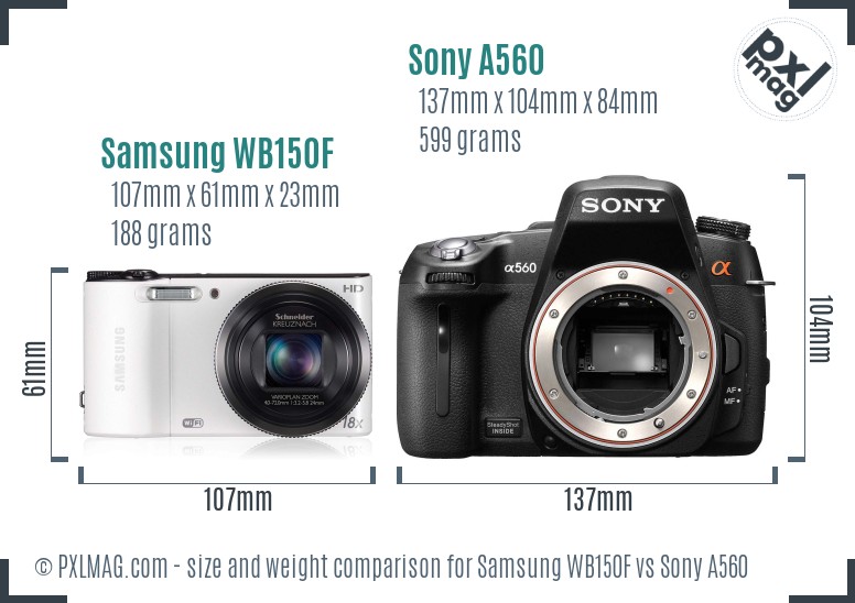 Samsung WB150F vs Sony A560 size comparison Samsung WB150F vs Sony A560 size comparison