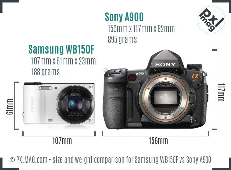 Samsung WB150F vs Sony A900 size comparison