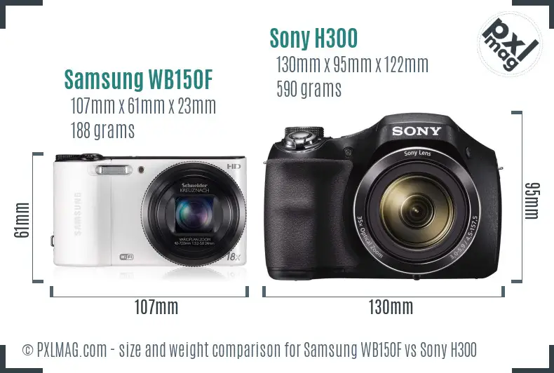 Samsung WB150F vs Sony H300 size comparison Samsung WB150F vs Sony H300 size comparison