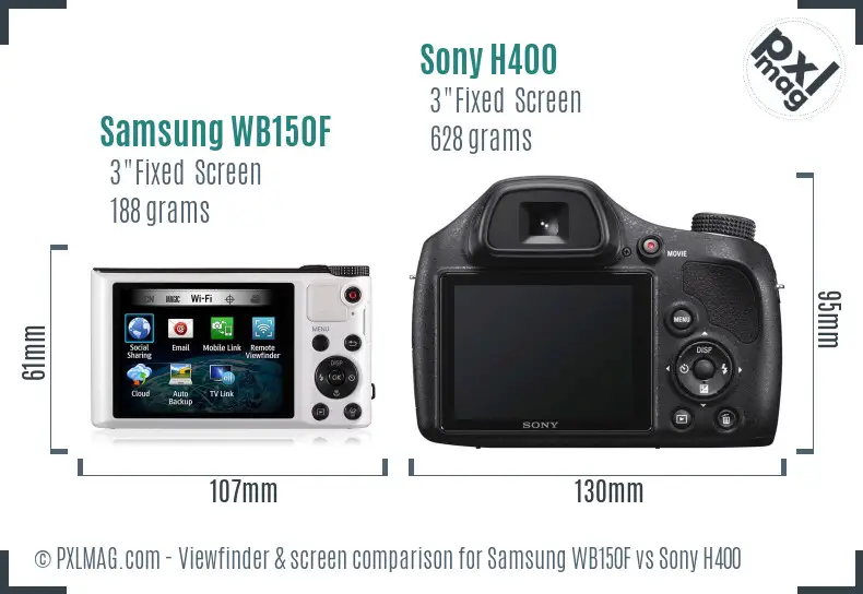 Samsung WB150F vs Sony H400 Screen and Viewfinder comparison