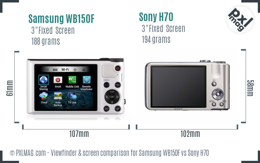 Samsung WB150F vs Sony H70 Screen and Viewfinder comparison