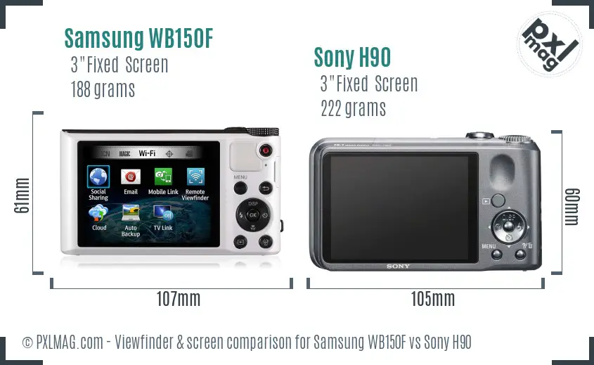 Samsung WB150F vs Sony H90 Screen and Viewfinder comparison