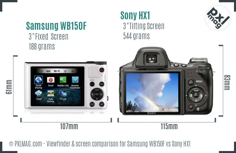 Samsung WB150F vs Sony HX1 Screen and Viewfinder comparison