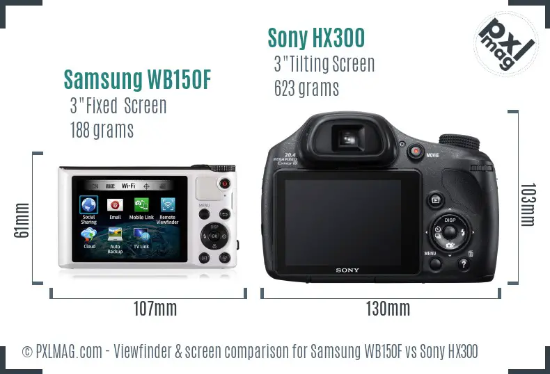 Samsung WB150F vs Sony HX300 Screen and Viewfinder comparison