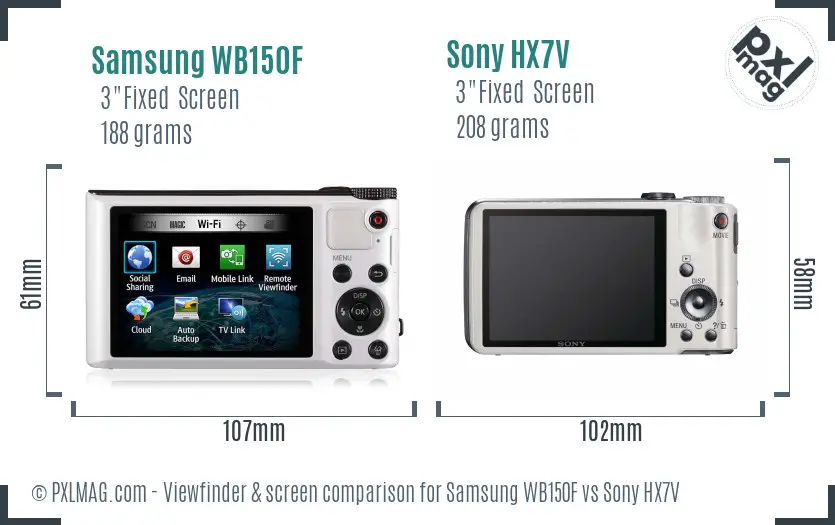 Samsung WB150F vs Sony HX7V Screen and Viewfinder comparison